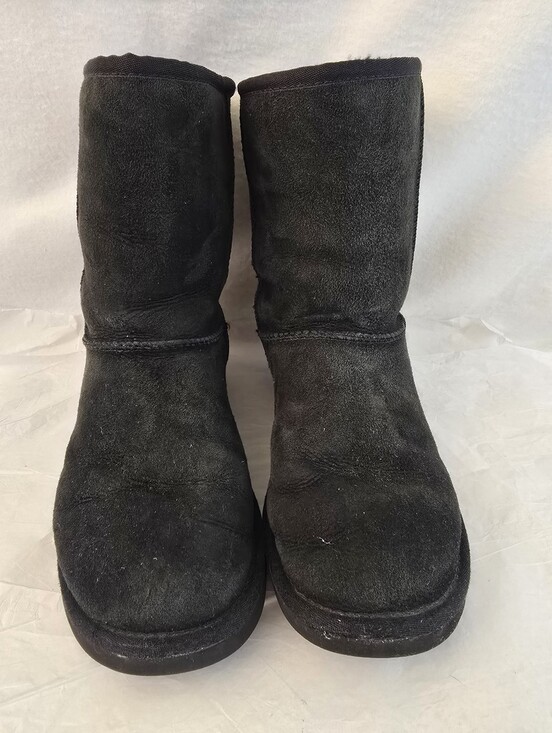 UGG Shoes - UGG Australia Classic Short Black Suede Sheepskin Boots Womens Size 8